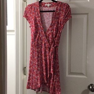 Aerospostale red floral wrap dress NWOT XS